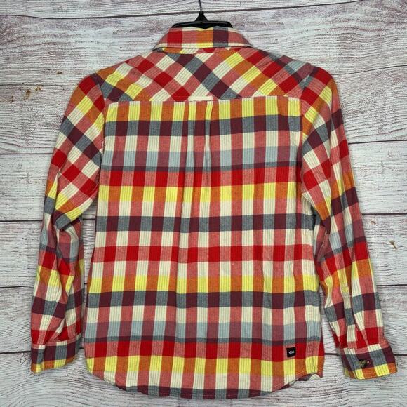 Tea Collection Long Sleeve Button Down Multi Colored Flannel Shirt Size 12 - Picture 3 of 10